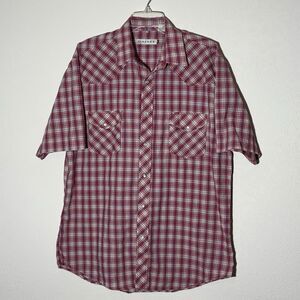 Roper Western Shirt Purple White‎  Plaid Pearl Snaps Short Sleeve Cowboy rodeo